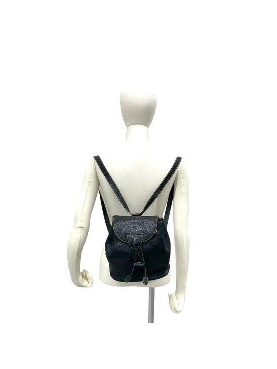 Loewe Vintage Logo Leather Turnlock Drawstring Backpack Black main image 10